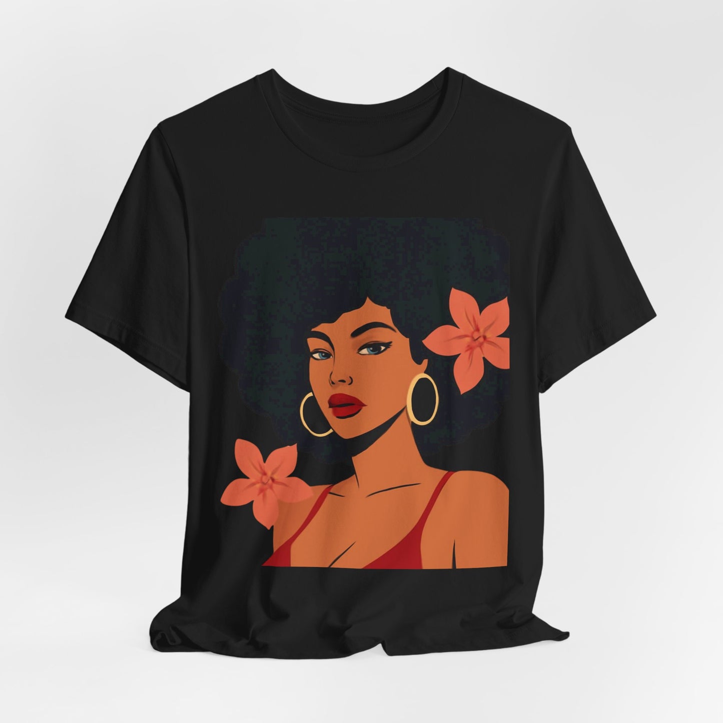 Afro Floral Portrait T‑Shirt
