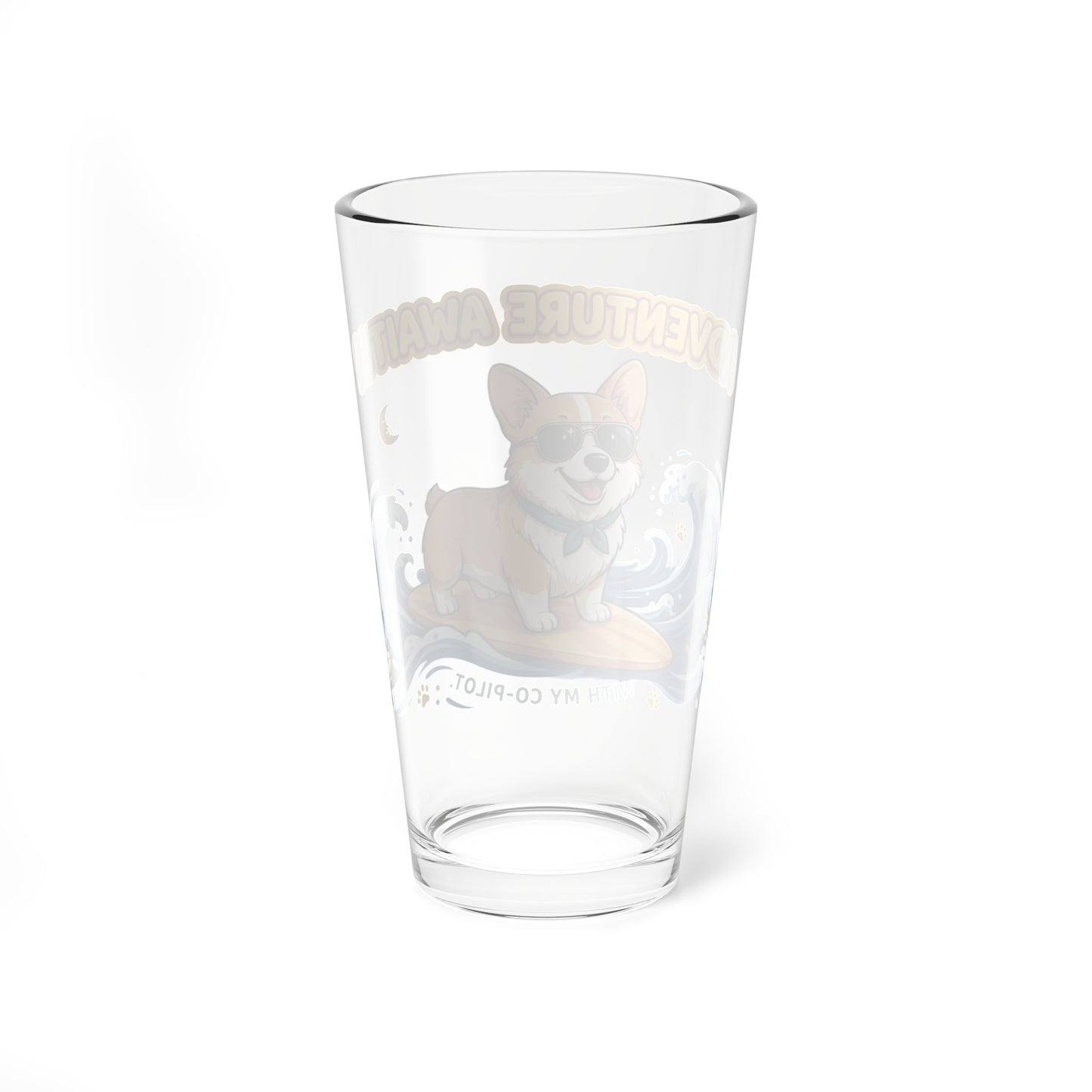 Corgi Surfing Mixing Glass – 16oz