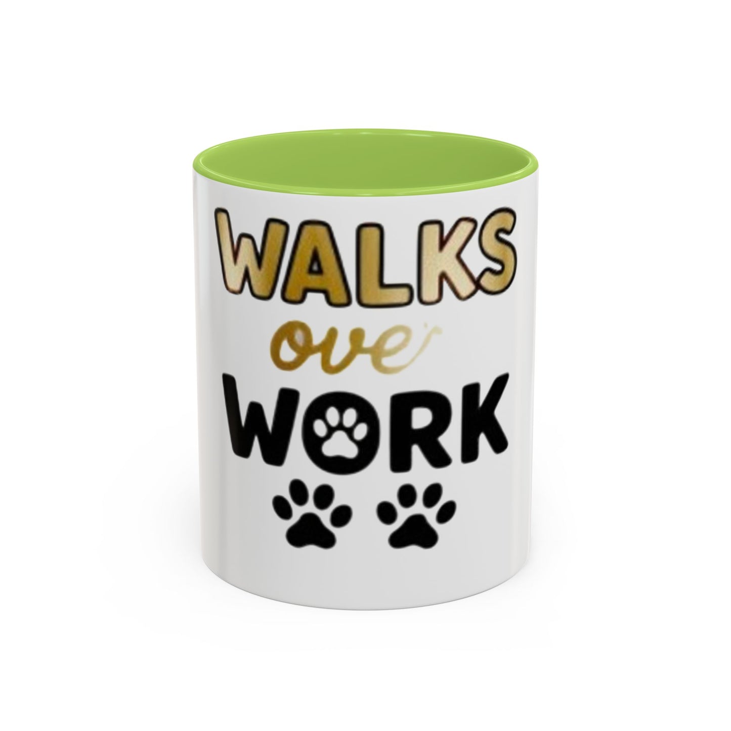 Coffee Mug — "Walks Over Work" Dog Lover Accent Mug (11/15 oz)