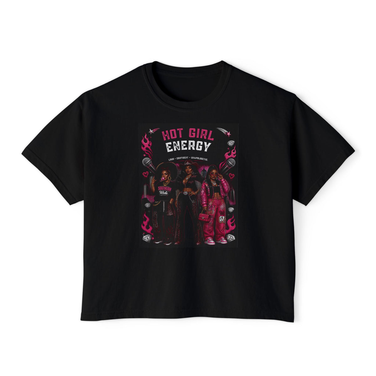 Hot Girl Energy Boxy Tee — Retro Empowerment Women's Graphic Shirt
