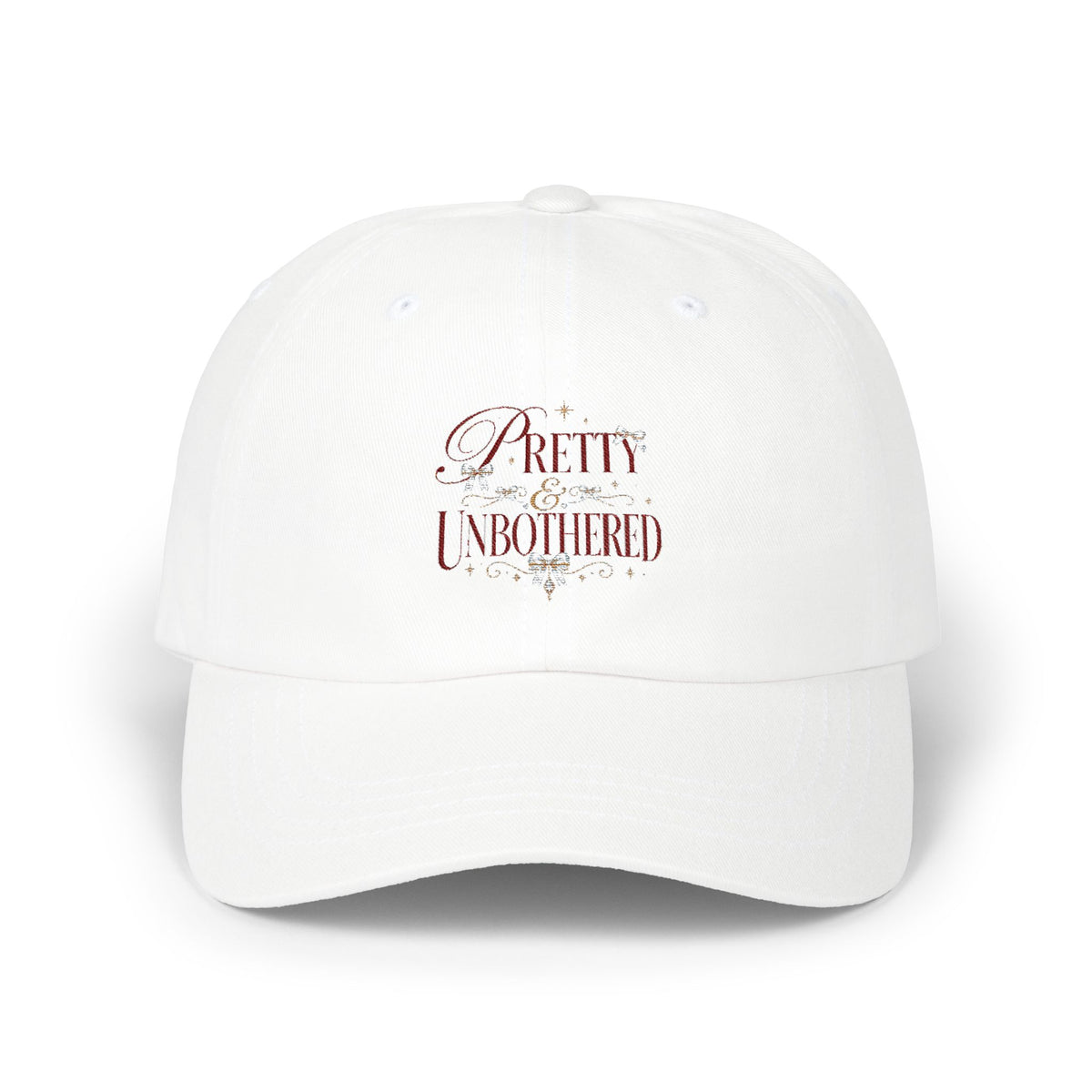 Pretty & Unbothered Dad Cap — Embroidered Feminine Statement Hat