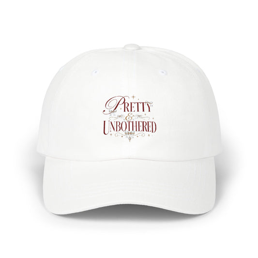 Pretty & Unbothered Dad Cap — Embroidered Feminine Statement Hat