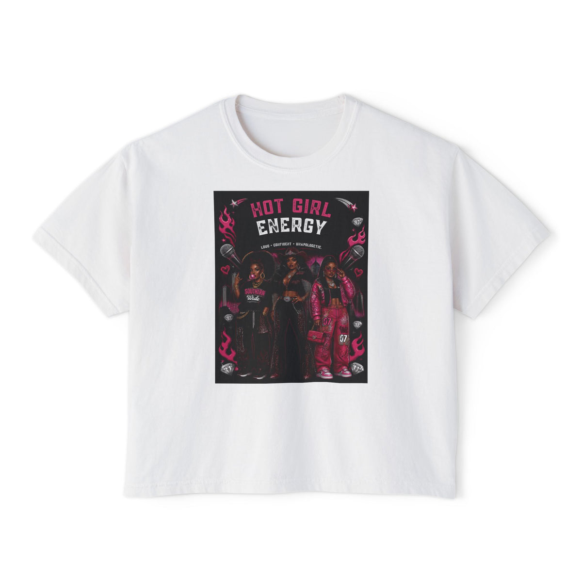 Hot Girl Energy Boxy Tee — Retro Empowerment Women's Graphic Shirt