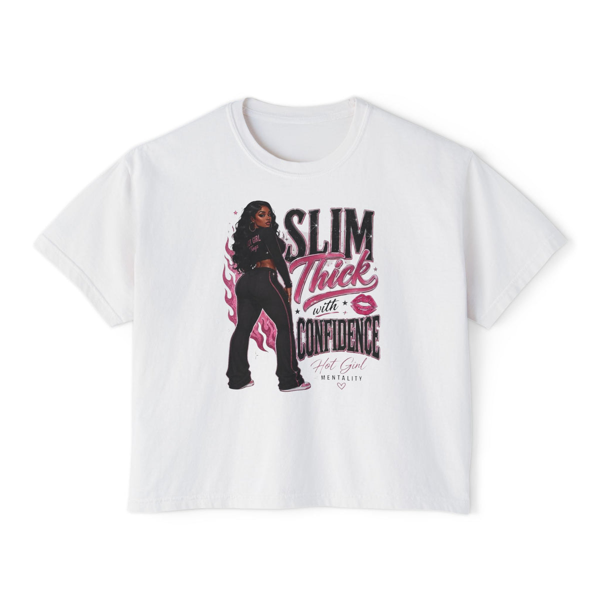 Slim Thicc with Confidence Women's Boxy Tee — Empowerment Graphic Shirt