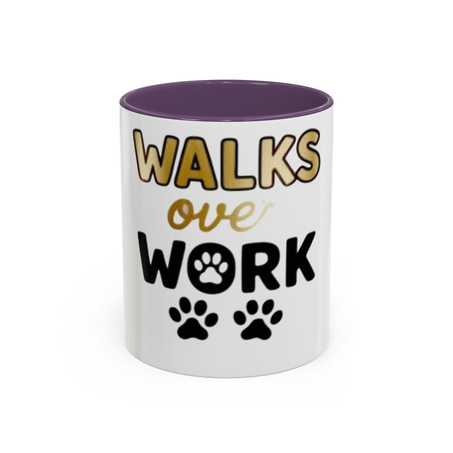 Coffee Mug — "Walks Over Work" Dog Lover Accent Mug (11/15 oz)