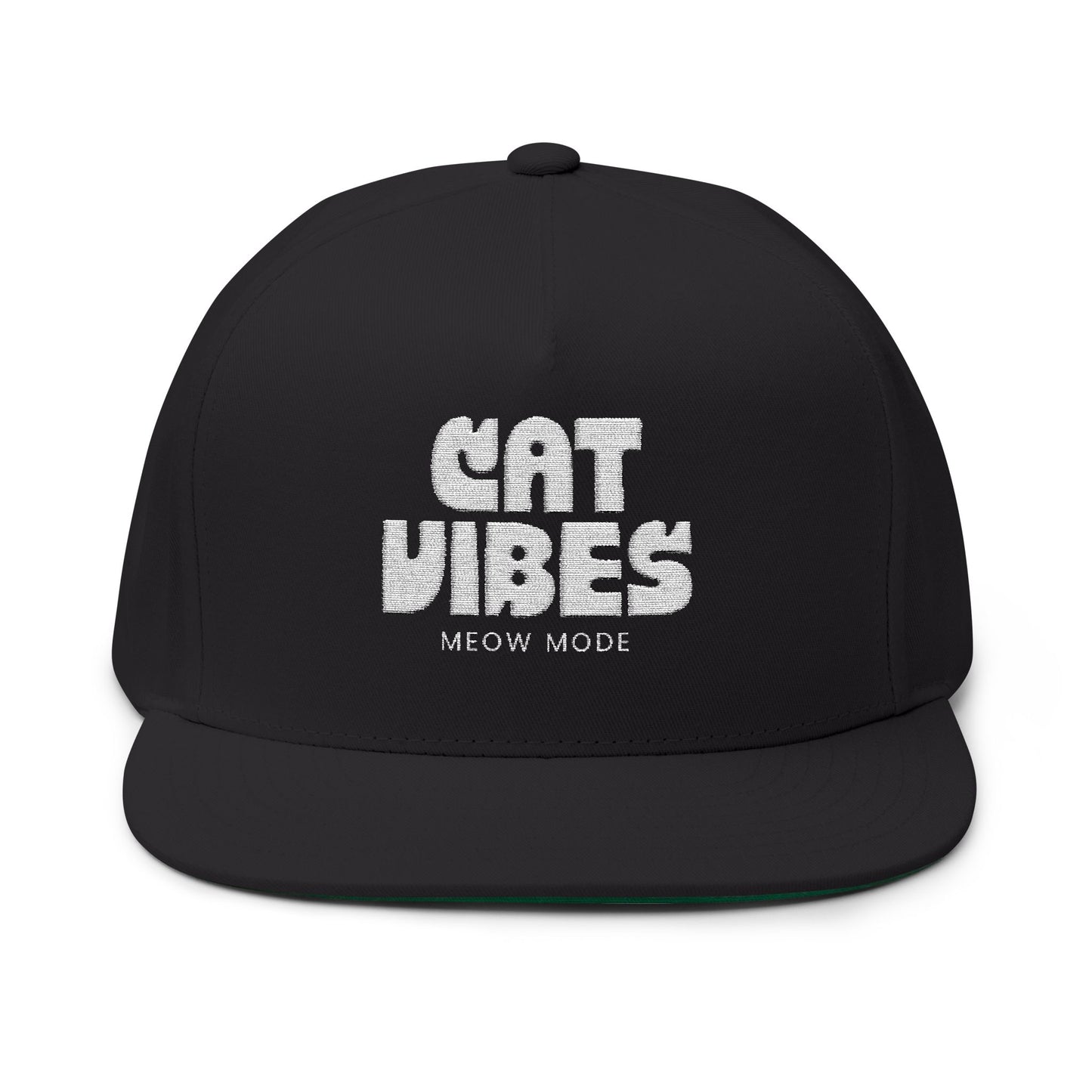 Cat Vibes Embroidered Flat Bill Cap