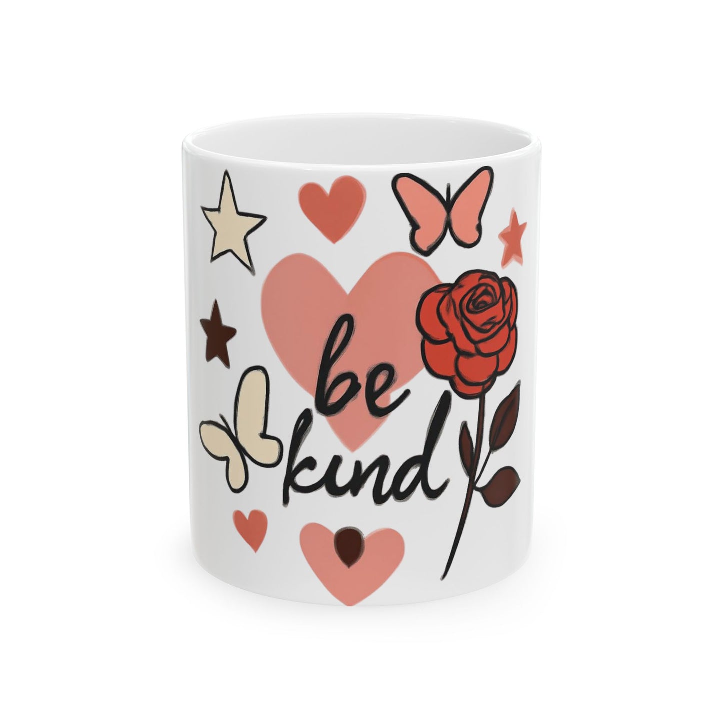 Be Kind Floral Heart Ceramic Mug