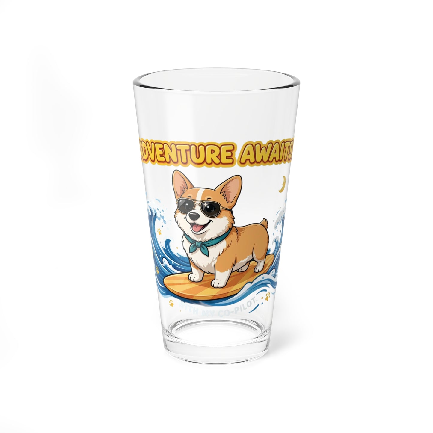 Corgi Surfing Mixing Glass – 16oz