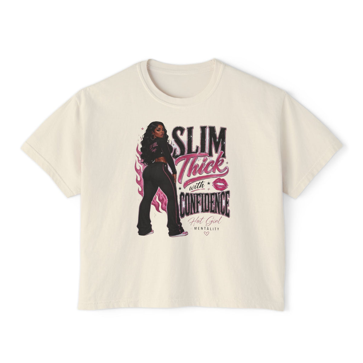 Slim Thicc with Confidence Women's Boxy Tee — Empowerment Graphic Shirt