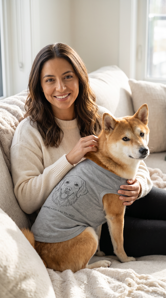 Dog Face Pet Tank – “Sometimes a Dog Is All You Need” Cute Canine Shirt