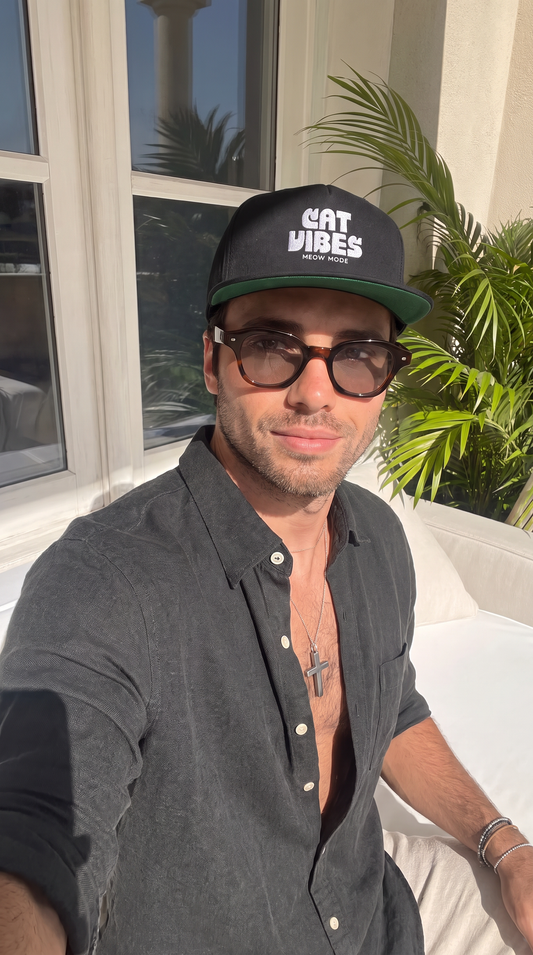 Cat Vibes Embroidered Flat Bill Cap
