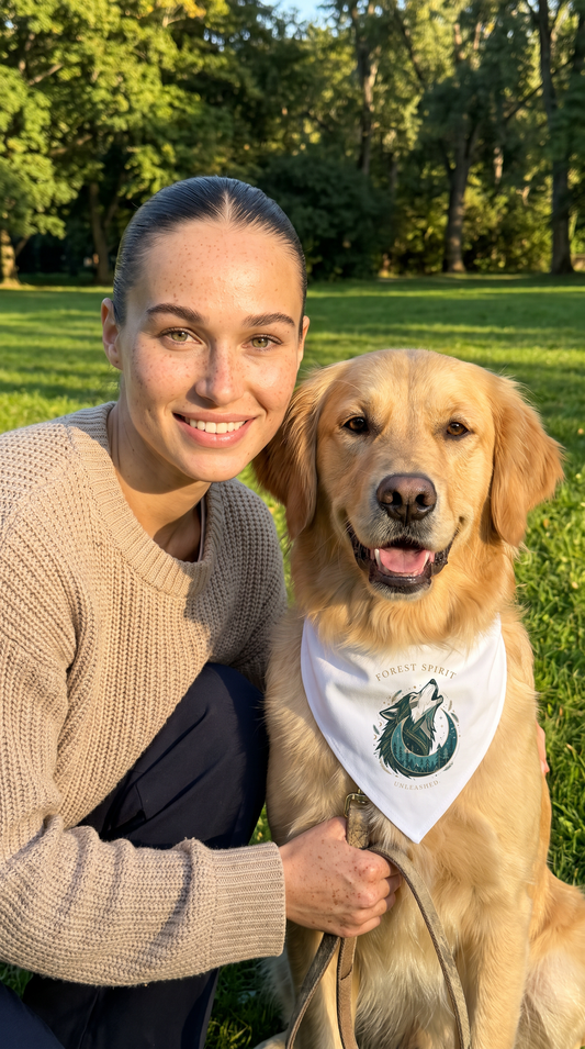 Forest Spirit Wolf Pet Bandana — Howling Wolf Dog Bandana