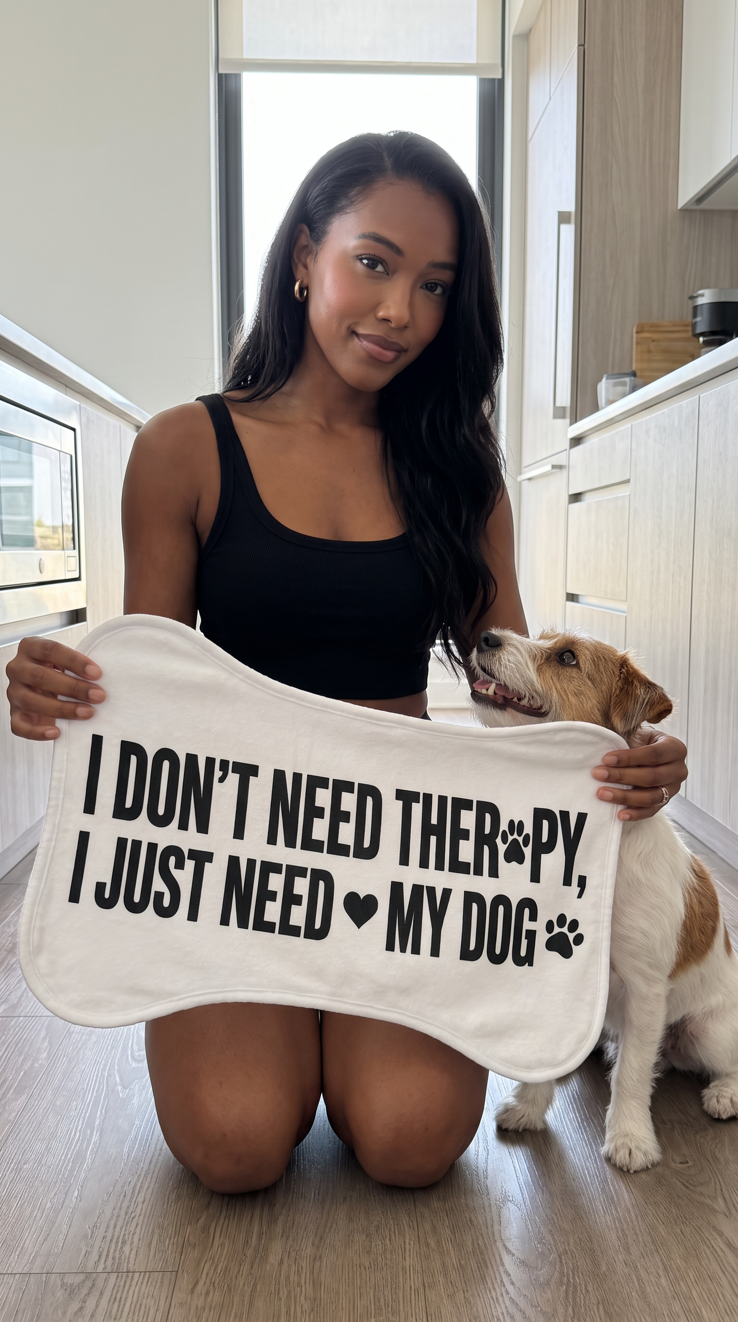 Alfombrilla para comer de perro - "No necesito terapia, solo necesito a mi perro" Alfombrilla para cuenco de mascota con huella de pata