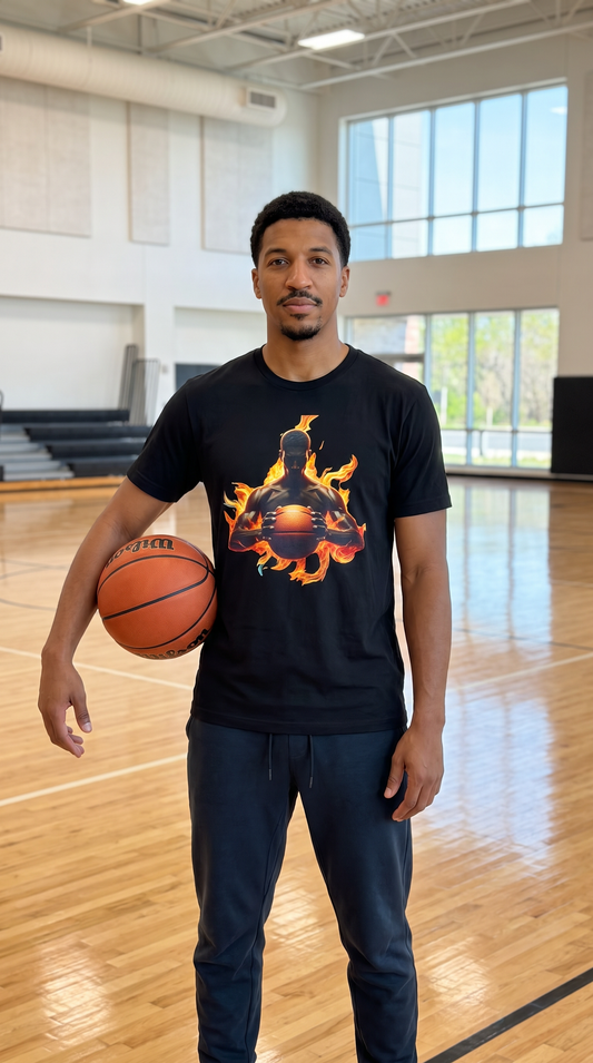 Flaming Basketball Player Tee