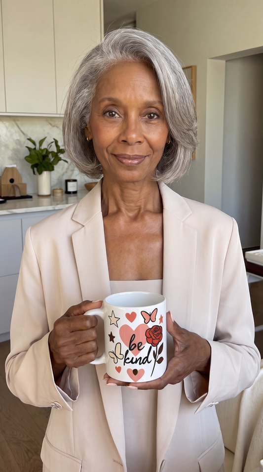 Be Kind Floral Heart Ceramic Mug